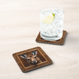 Australian 3D Wood Print Kangaroo, Coaster