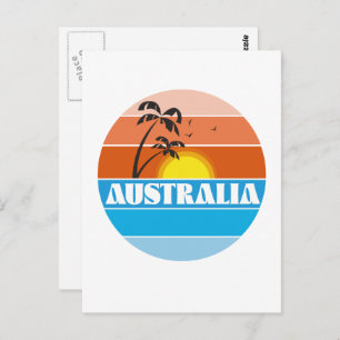 Australian 80s sunset retro logo postcard