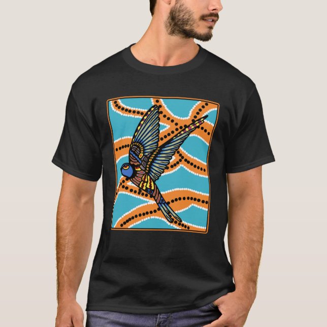 Australian Aborginial Artwork  Bird of Paradise T-Shirt (Front)