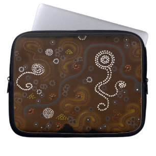Australian Aboriginal Art Desert Snake, Waterholes Laptop Sleeve