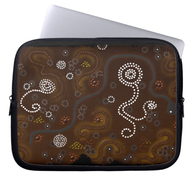 Australian Aboriginal Art Desert Snake, Waterholes Laptop Sleeve (Front)