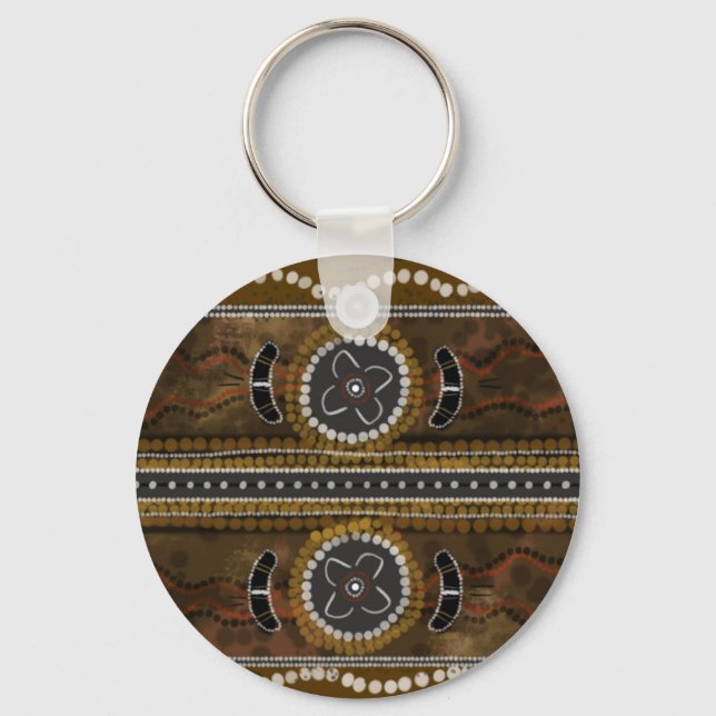 Australian Aboriginal Art - Food Gathering Key Ring (Front)