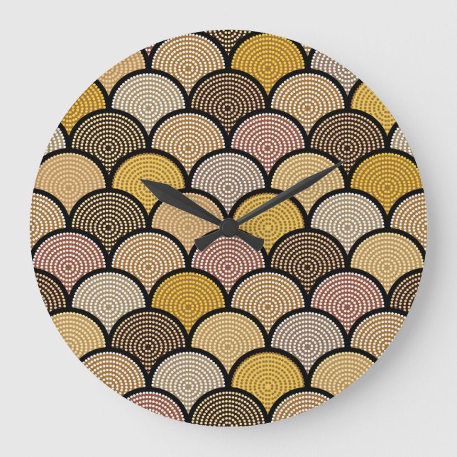 Australian Aboriginal: Colourful Dotted Vintage Large Clock (Front)
