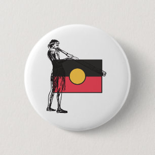 Australian Aboriginal Flag And Aborigin 6 Cm Round Badge