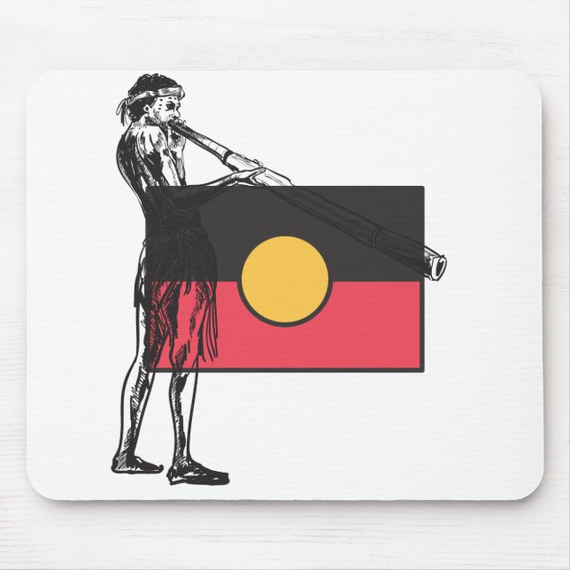 Australian Aboriginal Flag And Aborigin Mouse Mat (Front)
