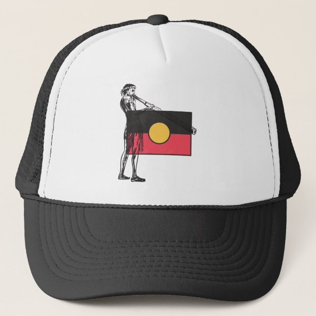Australian Aboriginal Flag And Aborigin Trucker Hat (Front)