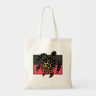 Australian Aboriginal Flag And Sea Turtle Tote Bag