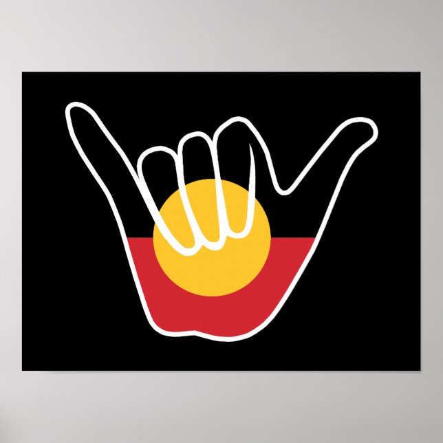Australian Aboriginal Flag Shaka sign hang loose  (Front)