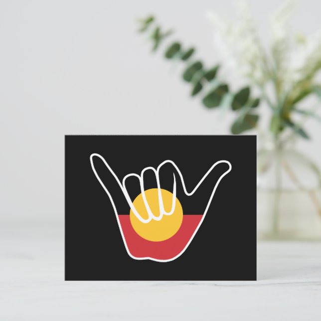 Australian Aboriginal Flag Shaka sign hang loose  Postcard (Standing Front)