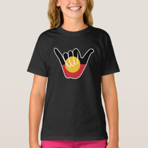 Australian Aboriginal Flag Shaka sign hang loose T-Shirt
