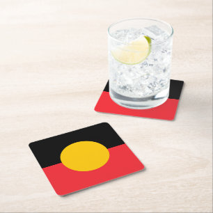 Australian Aboriginal flag Square Paper Coaster