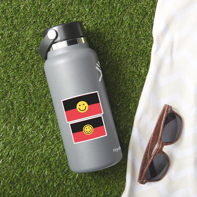 Australian Aboriginal flag with Smile face (HydroFlask Insitu)