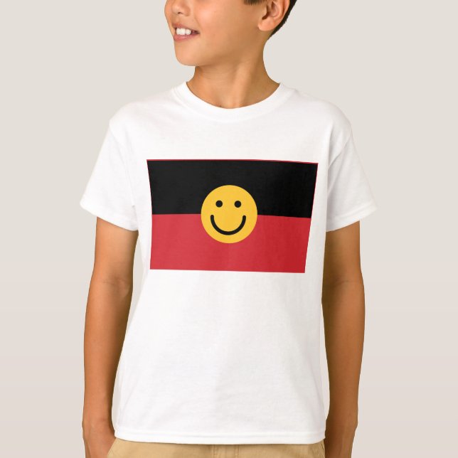 Australian Aboriginal flag with Smile face T-Shirt (Front)