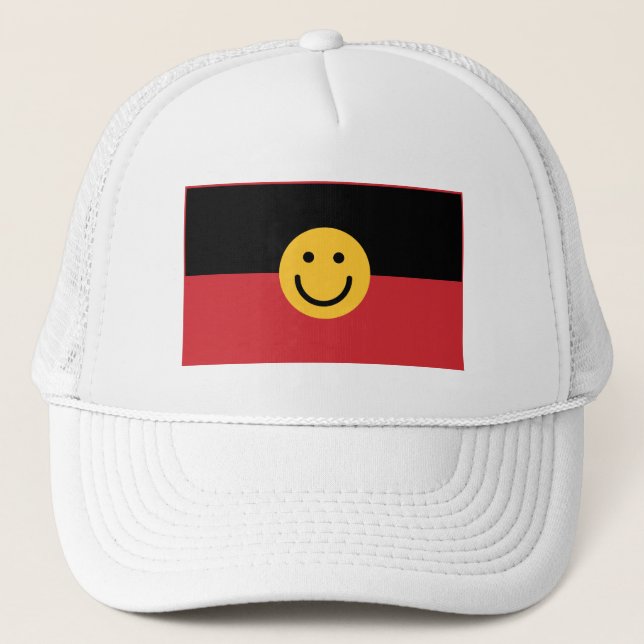 Australian Aboriginal flag with Smile face Trucker Hat (Front)