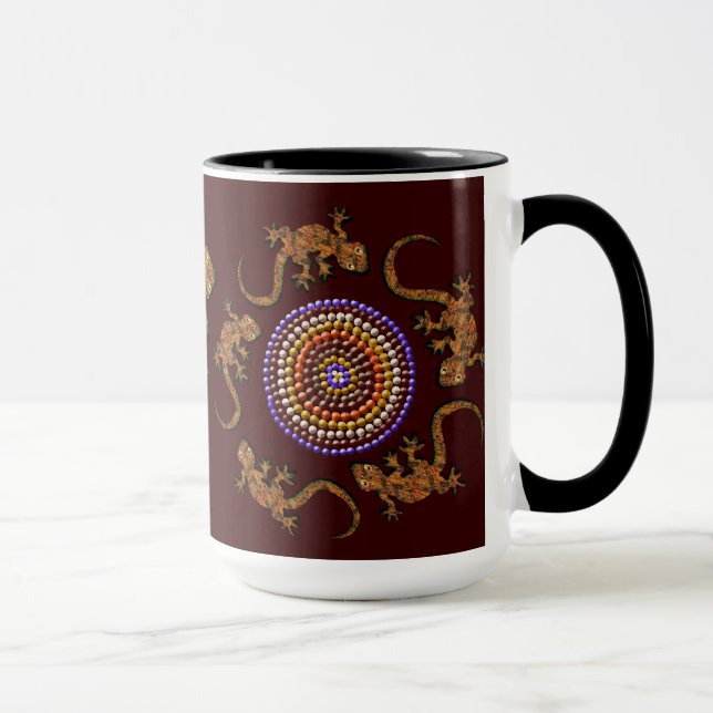Australian Aboriginal Style Desert Art - Geckos Mug (Right)
