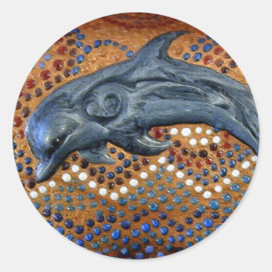Australian Aboriginal-style Dolphin Art Classic Round Sticker
