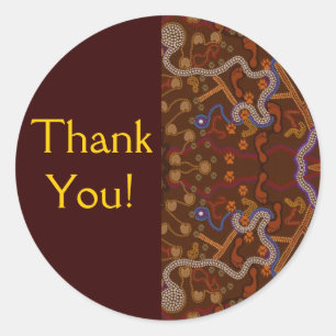 Australian Aboriginal-style Walkabout Art Design Classic Round Sticker