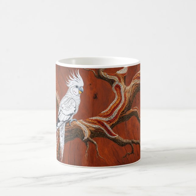 Australian Aboriginal-themed Cockatiel Coffee Mug (Center)