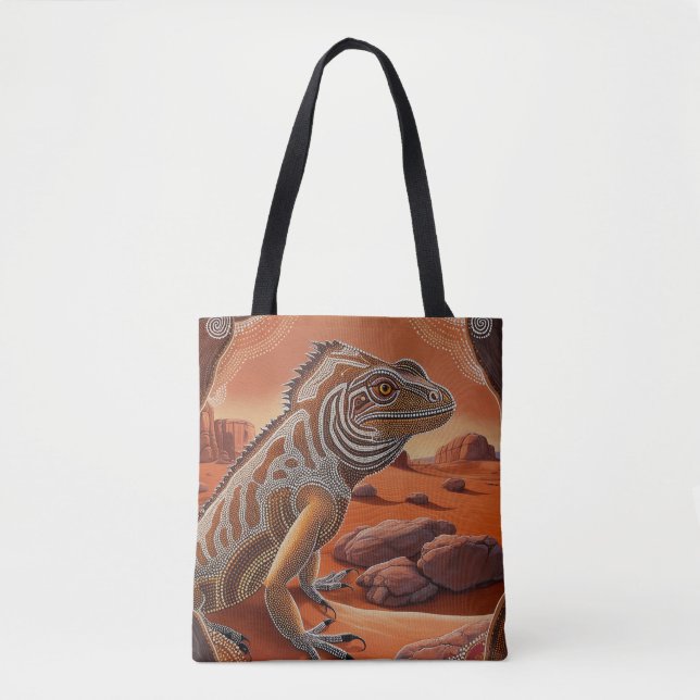 Australian Aboriginal-themed Iguana Tote Bag (Front)