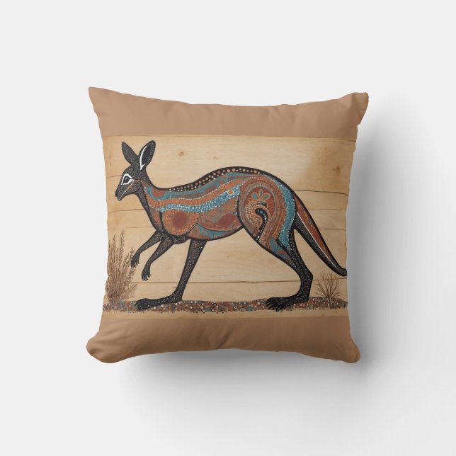Australian Aboriginal-themed Kangaroo Cushion (Front)