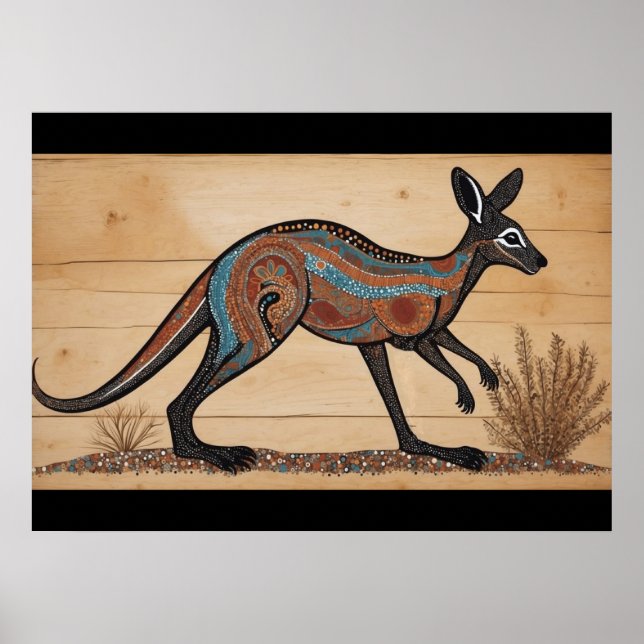 Australian Aboriginal-themed Kangaroo Poster (Front)