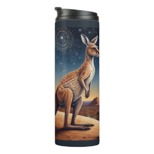 Australian Aboriginal-themed Kangaroo Scene Thermal Tumbler