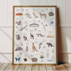 Australian Alphabet ABC Poster Kids Room Decor