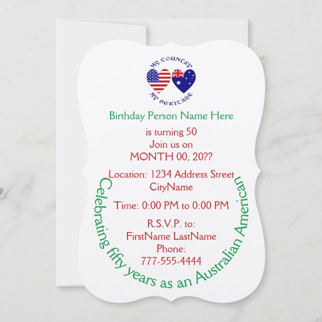 Australian American Country Heritage Invitation (Front)