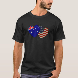 Australian American Couple Heart Love Flag Valenti T-Shirt