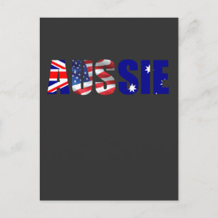 Australian American Flag usa Proud 4th of July Postcard