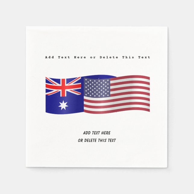 Australian and American Flag Add Text Napkin (Front)