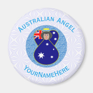 Australian Angel Blue White Personalised Magnet