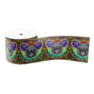 Australian animal lovers artsy koala bear pattern  grosgrain ribbon