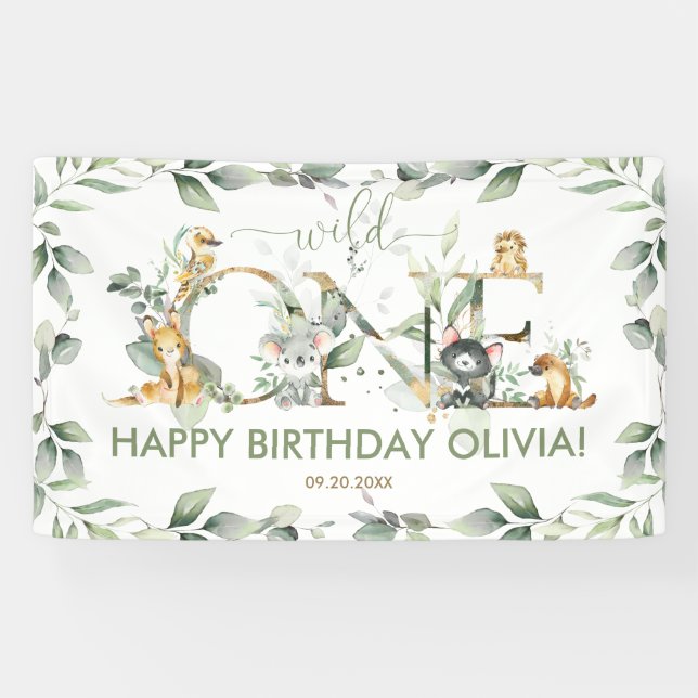 Australian Animals 1st Birthday Welcome Backdrop Banner (Horizontal)