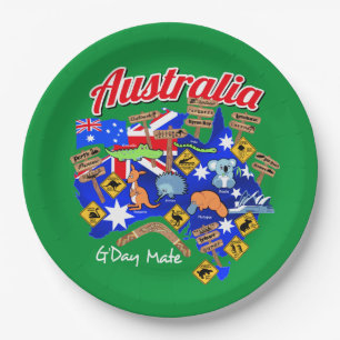 Australian animals and locations paper plate