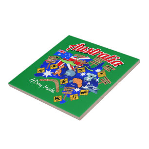 Australian animals and locations tile