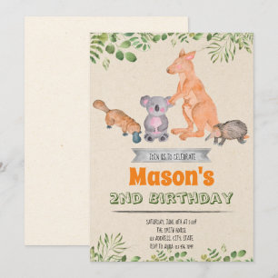 Australian Animals birthday invitation