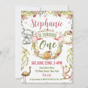 Australian animals Birthday Party invitation