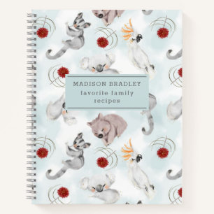 Australian Animals Cute Recipe Book Personalised