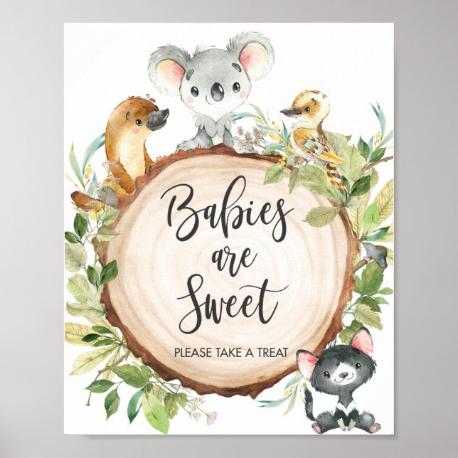 Australian Animals Greenery Babies Are Sweet Treat Poster (Front)