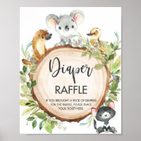 Australian Animals Greenery Baby Diaper Raffle