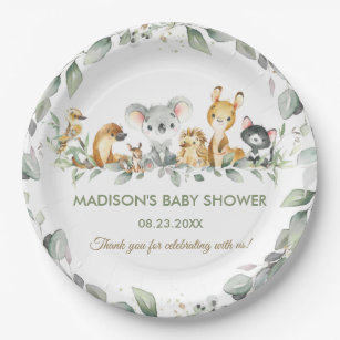 Australian Animals Greenery Birthday Baby Shower  Paper Plate