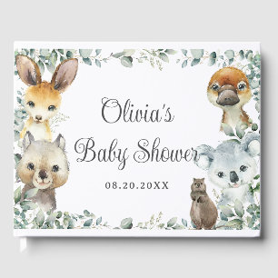 Australian Animals Greenery Neutral Baby Shower  Guest Book