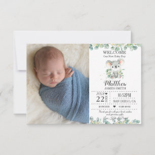Australian Animals Greenery New Baby Photos Birth Announcement