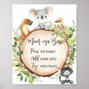 Australian Animals Greenery Shower Mum-osa Bar  Poster