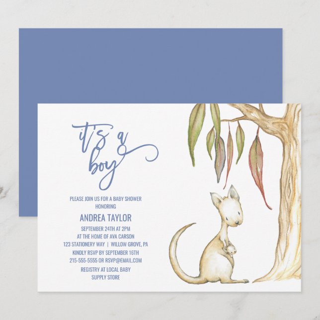 Australian Animals | It's A Boy Baby Shower Invitation (Front/Back)