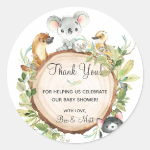 Australian Animals Koala Birthday Baby Shower Classic Round Sticker