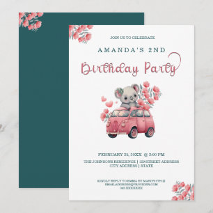 Australian Animals Koala Blue BIRTHDAY  Invitation
