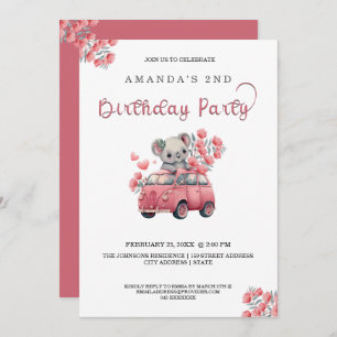 Australian Animals Koala Pink BIRTHDAY  Invitation
