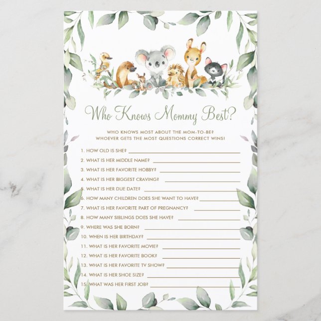 Australian Animals Koala Who Knows Mummy Best Game (Front)